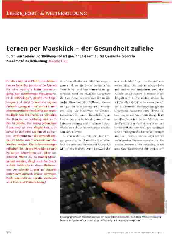 Vorschauseite 1: Lernen per Mausklick - der Gesundheit zuliebe