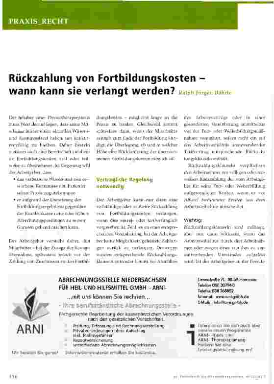Vorschauseite 1: Rückzahlung von Fortbildungskosten -wann kann sie verlangt werden?
