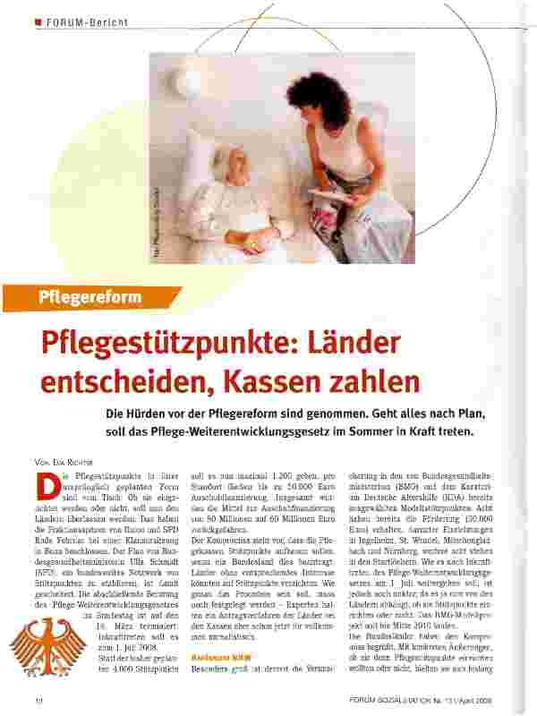 Vorschauseite 1: Pflegestützpunkte: Länder entscheiden, Kassen zahlen