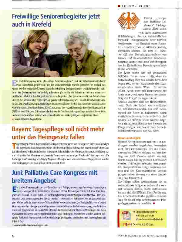 Vorschauseite 3: Pflegestützpunkte: Länder entscheiden, Kassen zahlen