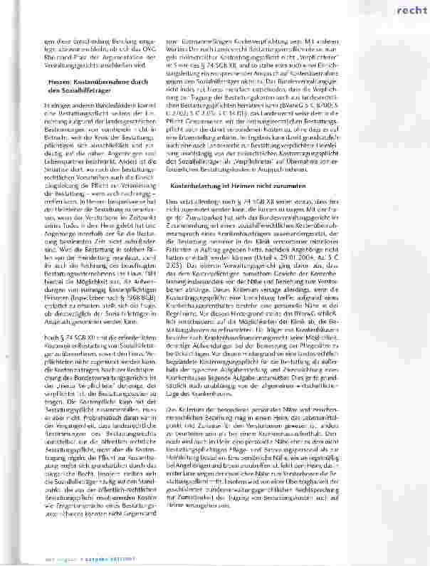 Vorschauseite 2: Bestattung eines Heimbewohners-Pflicht des Einrichtungsträgers?