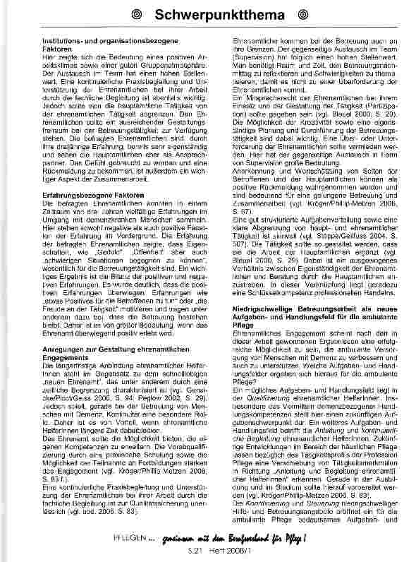 Vorschauseite 3: Erfolgsfaktoren für das Engagement Ehrenamtlicher bei der Betreuung von Menschen mit Demenz am Beispiel niedrigschwelliger Hilfe-und Betreuungsarbeit aus pflegewissenschaftlicher…