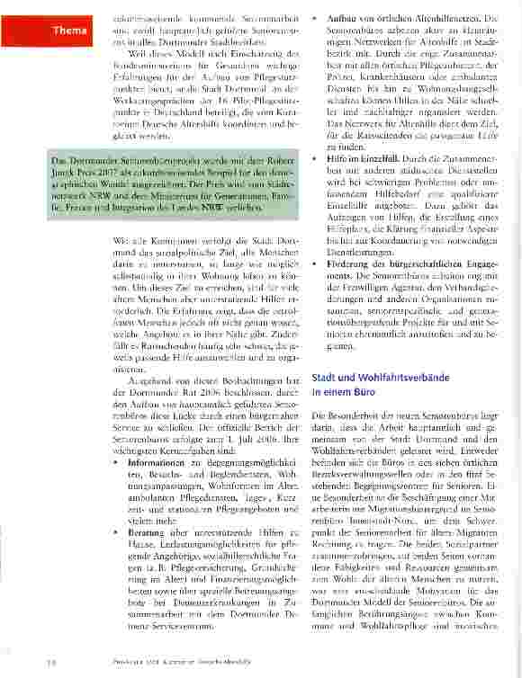 Vorschauseite 2: Seniorenbüros in Dortmund - ein Modell für die Entwicklung von Pflegestützpunkten