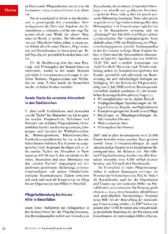Vorschauseite 4: Seniorenbüros in Dortmund - ein Modell für die Entwicklung von Pflegestützpunkten