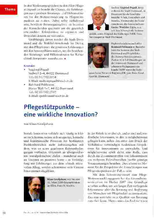 Vorschauseite 6: Seniorenbüros in Dortmund - ein Modell für die Entwicklung von Pflegestützpunkten