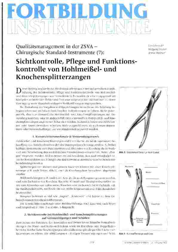Vorschauseite 1: Sichtkontrolle, Pflege und Funktionskontrolle von Hohlmeißelund Knochensplitterzangen