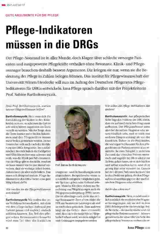 Vorschauseite 1: Pflege-Indikatoren müssen in die DRGs