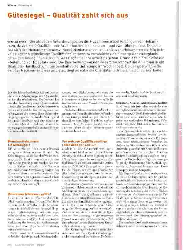 Vorschauseite 1: Gütesiegel - Qualität zahlt sich aus