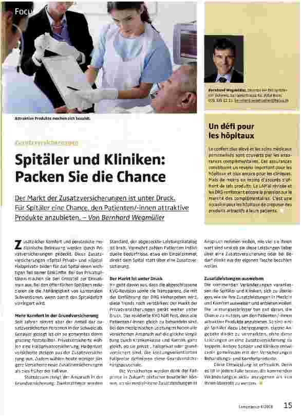 Vorschauseite 1: Spitäler und Kliniken: Packen Sie die Chance