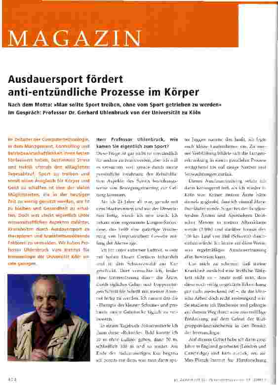 Vorschauseite 1: Ausdauersport fördert anti-entzündliche Prozesse im Körper