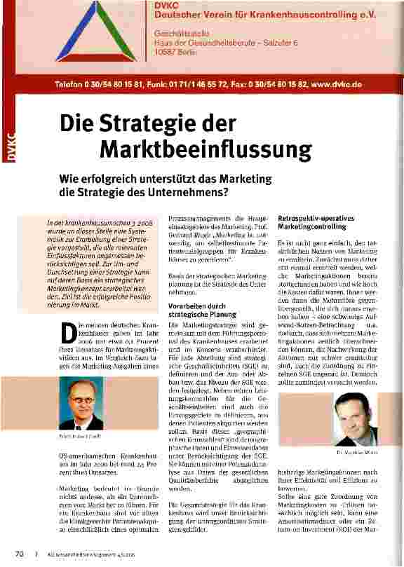 Vorschauseite 1: Die Strategie der Marktbeeinflussung