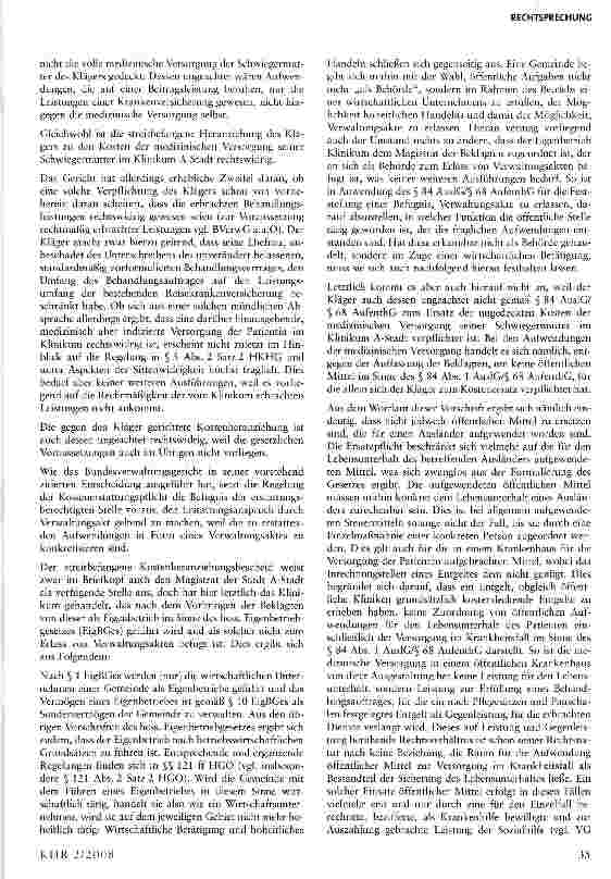 Vorschauseite 3: Anspruch eines öffentlich-rechtlichen Krankenhausträgers auf Behandlungskosten