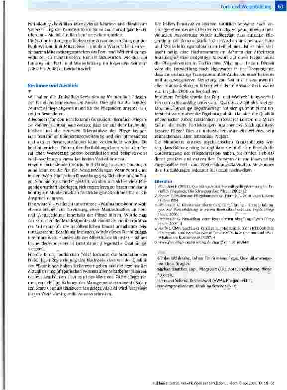 Vorschauseite 6: Auswirkungen der Simulation der „Freiwilligen Registrierung beruflich Pflegender auf ein psychiatrisches Krankenhaus