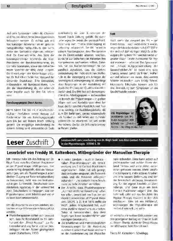 Vorschauseite 3: Mehr Autonomie für Physiotherapeuten - Erste Erfolge