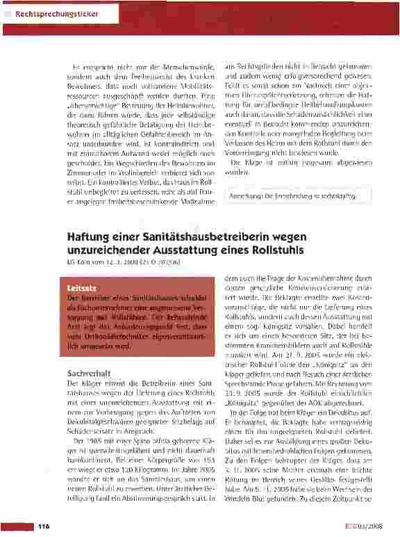 Vorschauseite 3: Sturz eines Heimbewohners aus dem Rollstuhl im Außenbereich eines Heimes