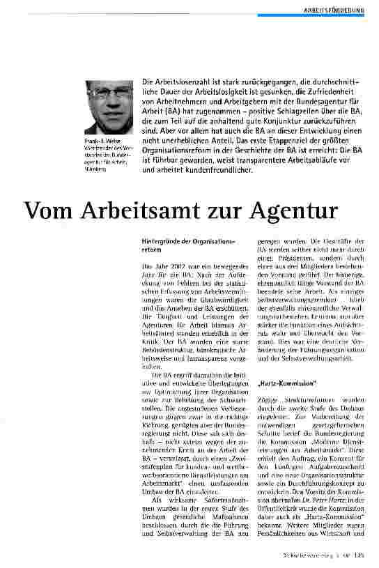Vorschauseite 1: Vom Arbeitsamt zur Agentur