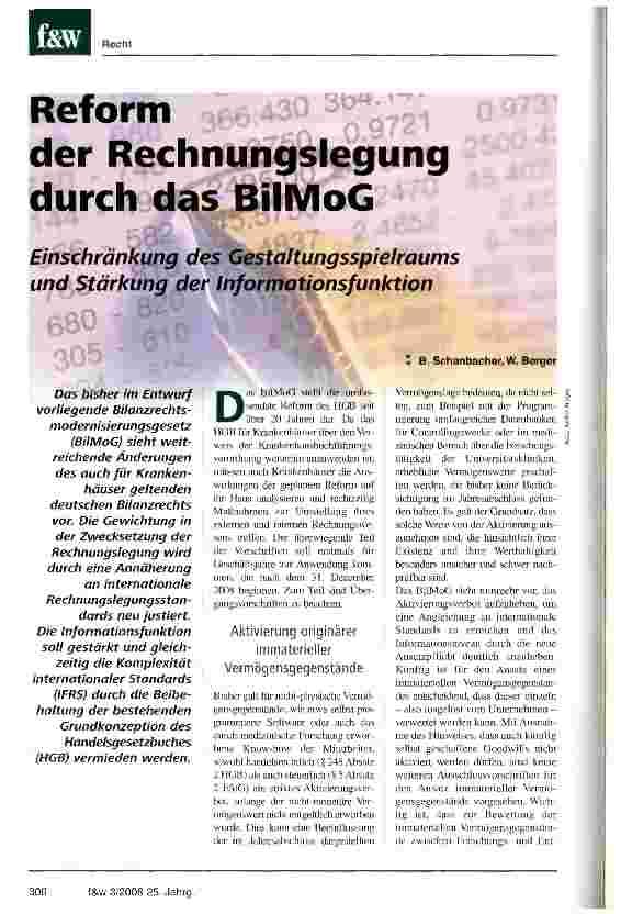 Vorschauseite 1: Reform der Rechnungslegung durch das BilMoG
