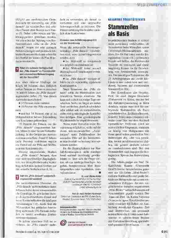 Vorschauseite 2: Was man zur „Pille danach wissen sollte