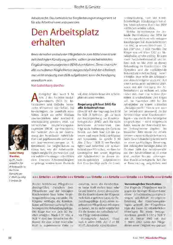 Vorschauseite 1: Den Arbeitsplatz erhalten