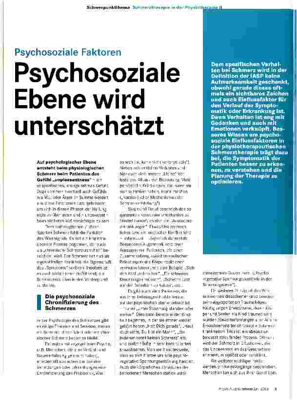 Vorschauseite 1: Psychosoziale Ebene wird unterschätzt