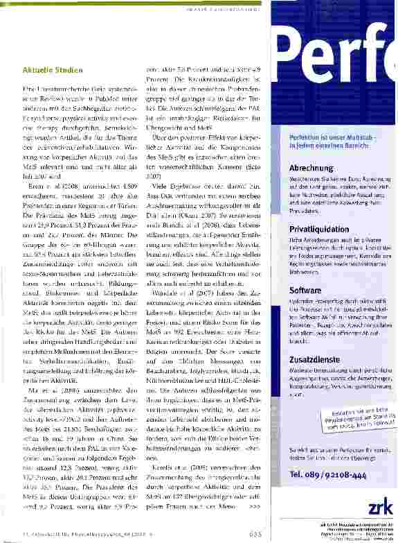 Vorschauseite 4: Ambulante physiotherapeutische Prävention des Metabolischen Syndroms-Teil 1: Evidenzbasierung
