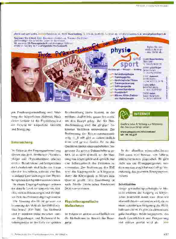 Vorschauseite 6: Ambulante physiotherapeutische Prävention des Metabolischen Syndroms-Teil 1: Evidenzbasierung