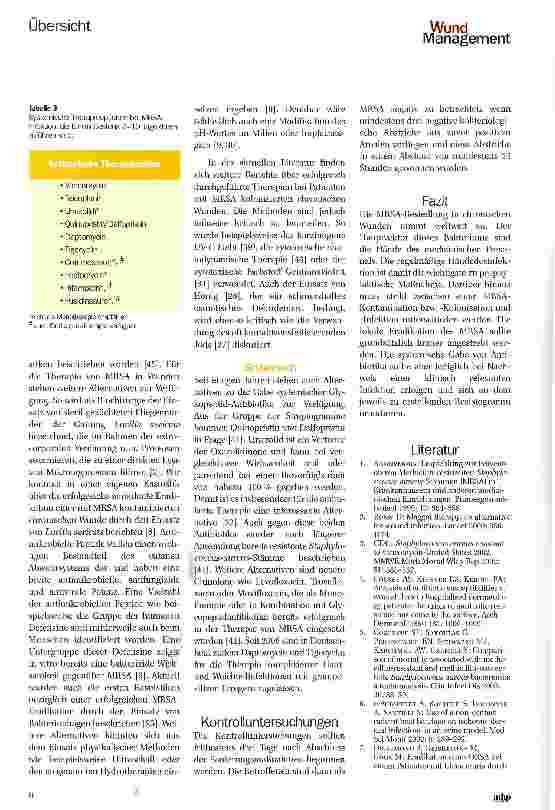 Vorschauseite 3: MRSA in chronischen Wunden -Was gilt es zu beachten? MRSA in chronic wounds -Practical consequences