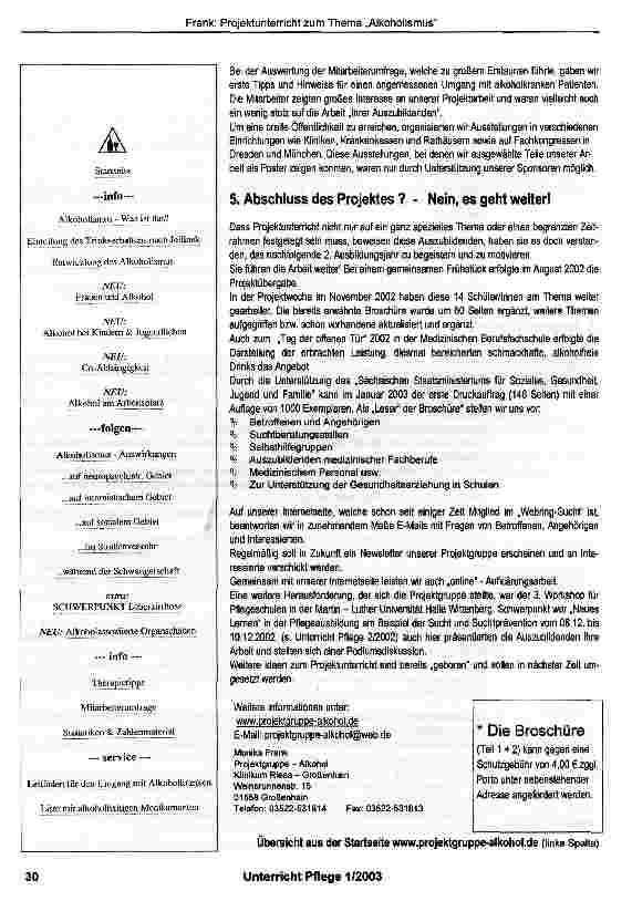 Vorschauseite 3: Alkoholismus -eine Krankheit, die uns alle angeht!