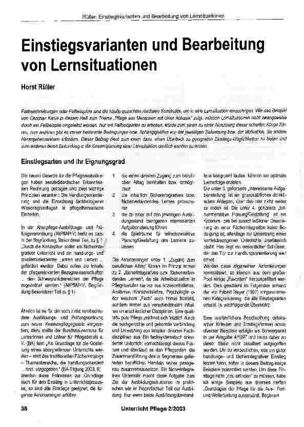 Vorschauseite 1: Einstiegsvarianten und Bearbeitung von Lernsituationen