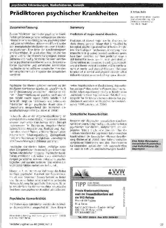 Vorschauseite 1: Prädiktoren psychischer Krankheiten