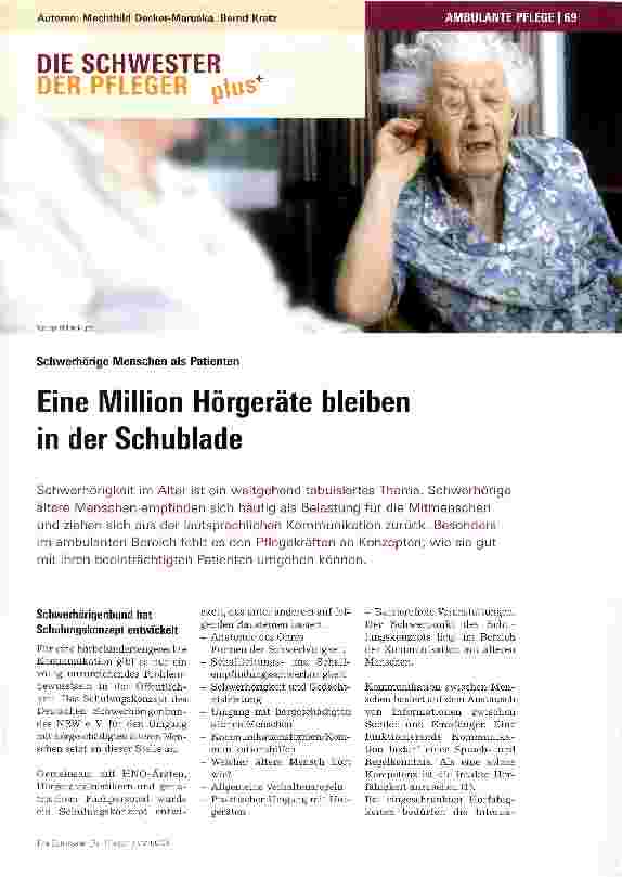 Vorschauseite 1: Eine Million Hörgeräte bleiben in der Schublade