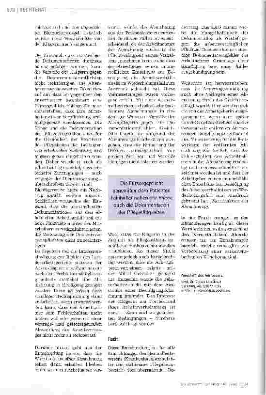 Vorschauseite 3: Dokumentationsmängel können das Arbeitsverhältnis gefährden