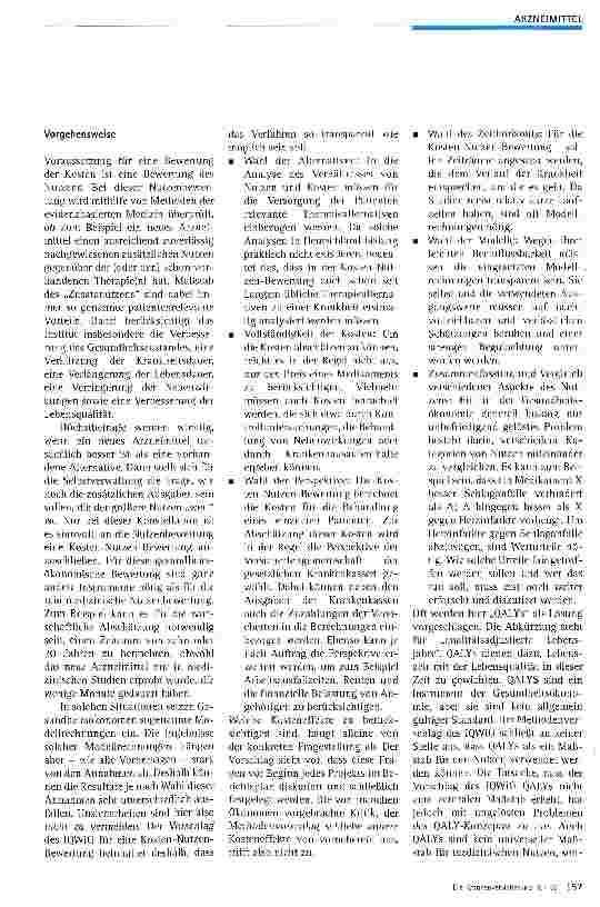 Vorschauseite 3: Die Bewertung von Kosten und Nutzen in der Medizin -ein Vorschlag
