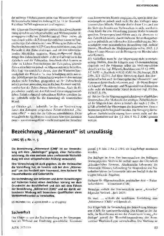 Vorschauseite 1: Bezeichnung „Männerarzt ist unzulässig