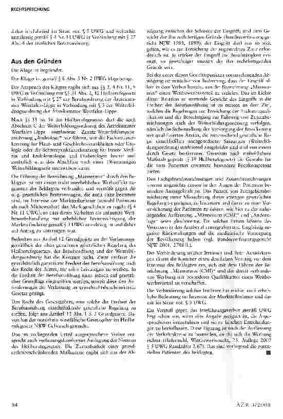 Vorschauseite 2: Bezeichnung „Männerarzt ist unzulässig