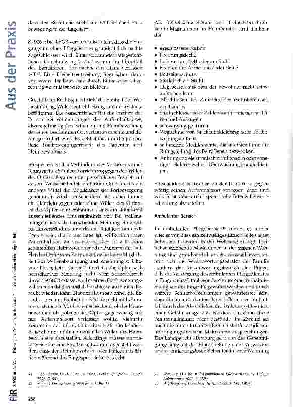 Vorschauseite 6: Fixierung und Sedierung in der stationären und ambulanten Altenpflege (I. Teil)
