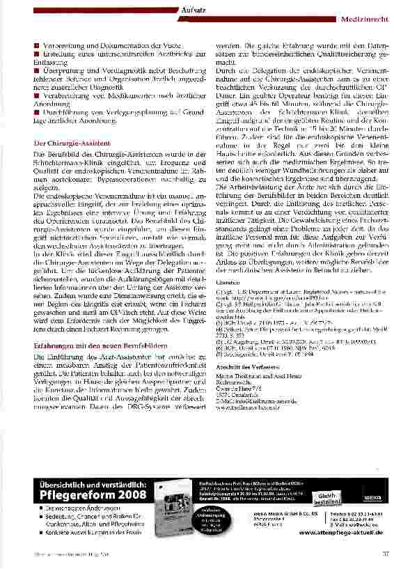 Vorschauseite 3: Die Ausführung ärztlicher Aufgaben durch Nichtärzte: Neue Berufsbilder als Chance füreinzelne Krankenhäuser