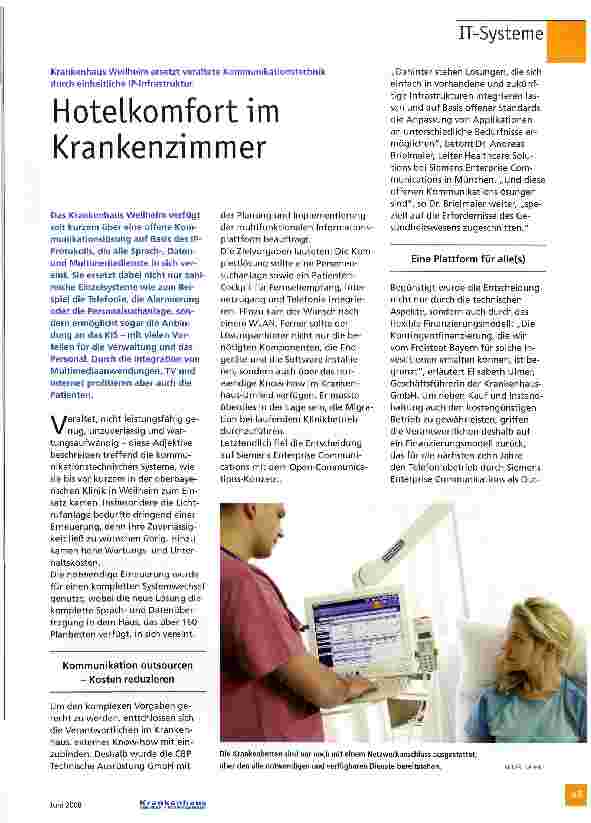 Vorschauseite 1: Hotelkomfort im Krankenzimmer