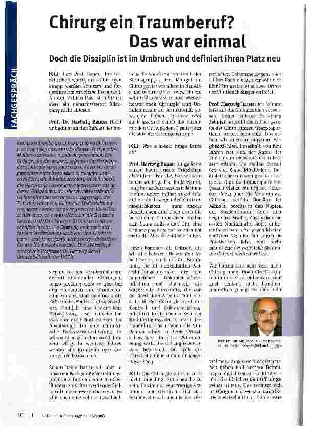 Vorschauseite 1: Chirurg ein Traumberuf? Das war einmal-Doch die Disziplin ist im Umbruch und definiert ihren Platz neu