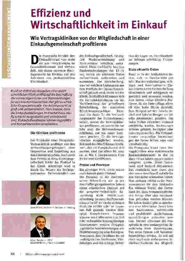 Vorschauseite 1: Effizienz und Wirtschaftlichkeit im Einkauf Wie Vertragskliniken von der Mitgliedschaft in einer Einkaufsgemeinschaft profitieren