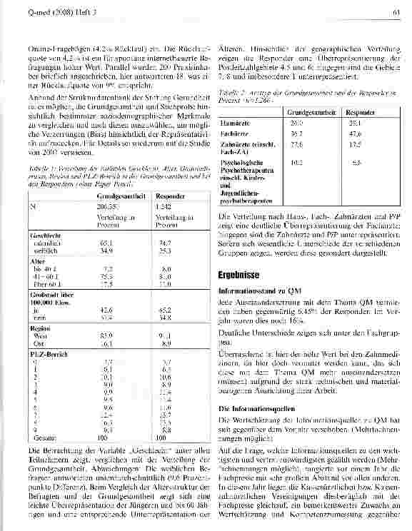 Vorschauseite 3: Qualitätsmanagement in der ärztlichen Praxis 2008 Eine deutsch-landweite Befragung niedergelassener Ärztinnen und Ärzte