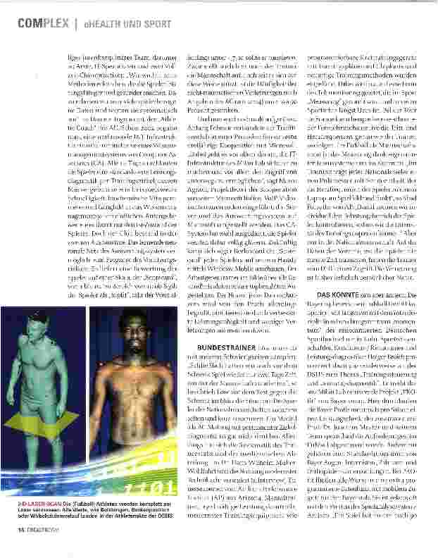 Vorschauseite 3: DER eHEALTH-KICK AUFSTELLUNG PER COMPUTER? GLÄSERNE SPIELER BEI DER EM 2008? eHEALTH-INSTRUMENTE DRIBBELN MIT DER MODERNEN SPORTMEDIZIN IN DIE EHERNE DOMÄNE DES PROFIFUSSBALLS UND…