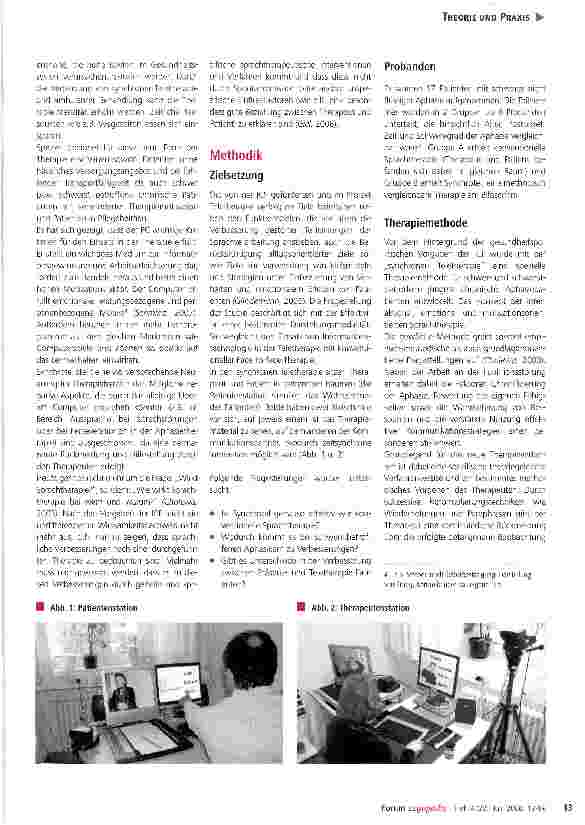 Vorschauseite 2: Synchrone Teletherapie bei Aphasie: Erste Ergebnisse bei Schwer(st)betroffenen