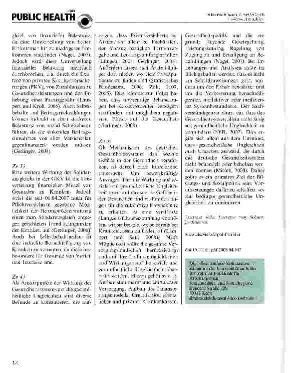 Vorschauseite 2: Wechselwirkungen zwischen sozialer und gesundheitlicher Ungleichheit und Gesundheitsversorgung