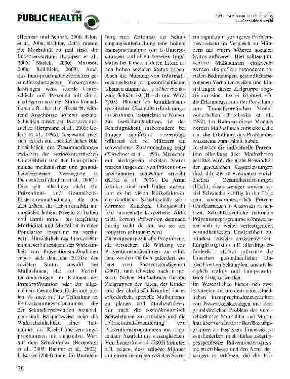 Vorschauseite 2: Sozioökonomische Ungleichheit erfordert zielgruppenspezifische Präventionsprogramme