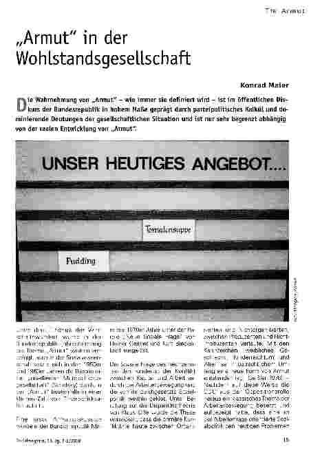 Vorschauseite 1: „Armut in der Wohlstandsgesellschaft