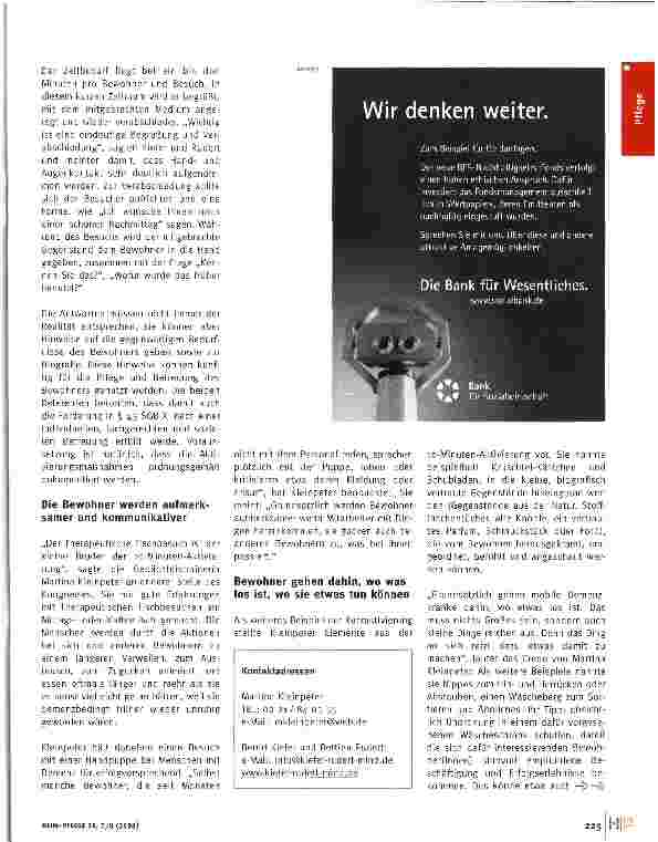Vorschauseite 2: Aktivierung (fast) im Vorübergehen Verschiedene Aktivierungsmethoden helfen auch demenzkranken Bewohnern ihre Identität zu bewahren und erfordern nur wenig Zeit