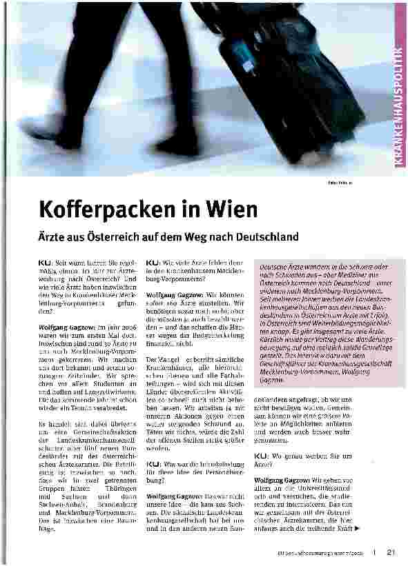 Vorschauseite 1: Kofferpacken in Wien. Ärzte aus Österreich auf dem Weg nach Deutschland