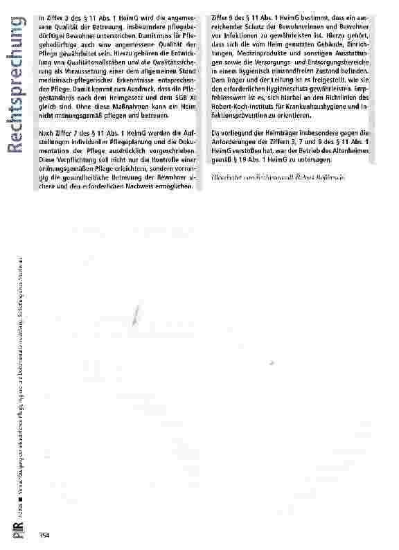 Vorschauseite 5: Vernachlässigung der erforderlichen Pflege, Hygiene und Dokumentation rechtfertigt Schließung eines Altenheims