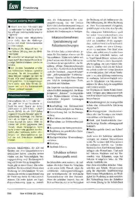 Vorschauseite 2: Der Patient als Schuldner. Inkasso bei Privatrechnungen